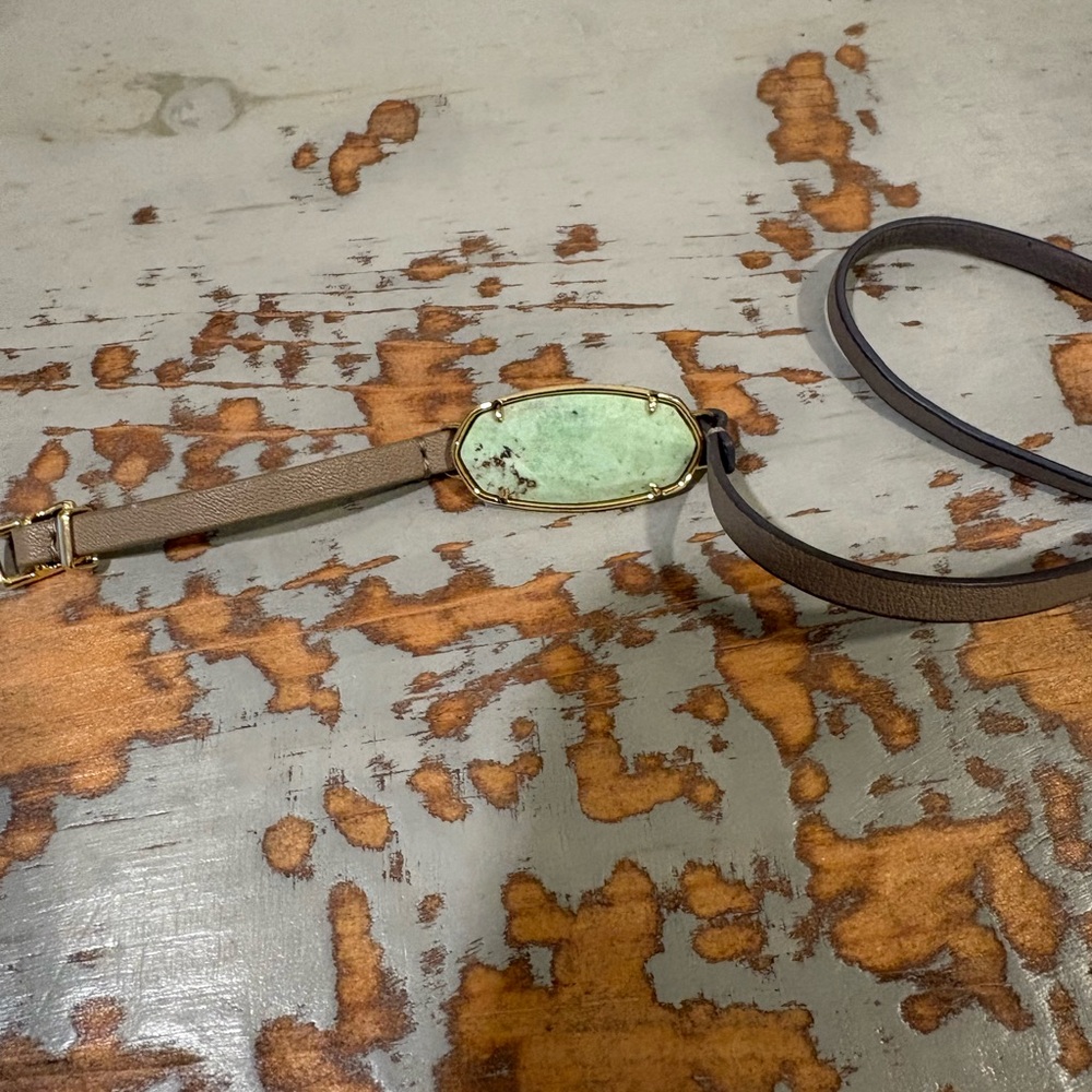 Kendra Scott Leather Wrap Bracelet with Green Stone - Adjustable